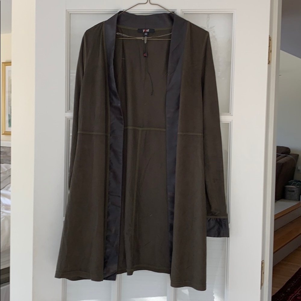 Green suede long coverup